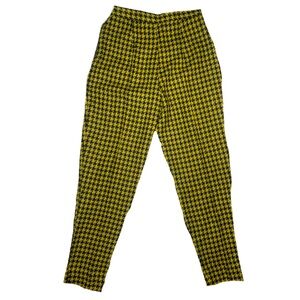 Grunge Pants Yellow Black Houndstooth Pants Punk Slim Leg Bottoms